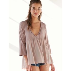 UO Kimchi Blue Maisie Babdydoll Blouse XS Mauve